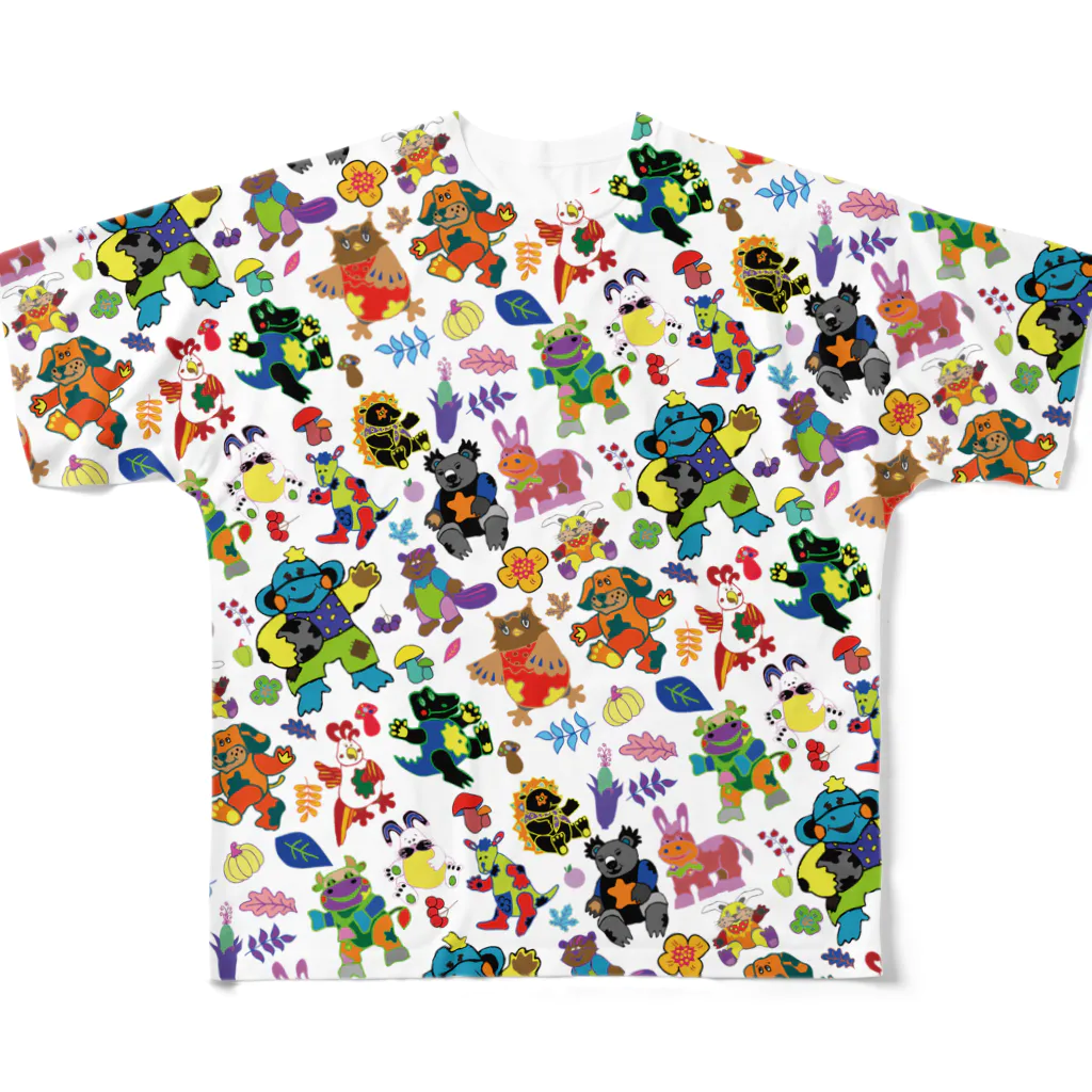 Drecome_Designのカラフルアニマル All-Over Print T-Shirt