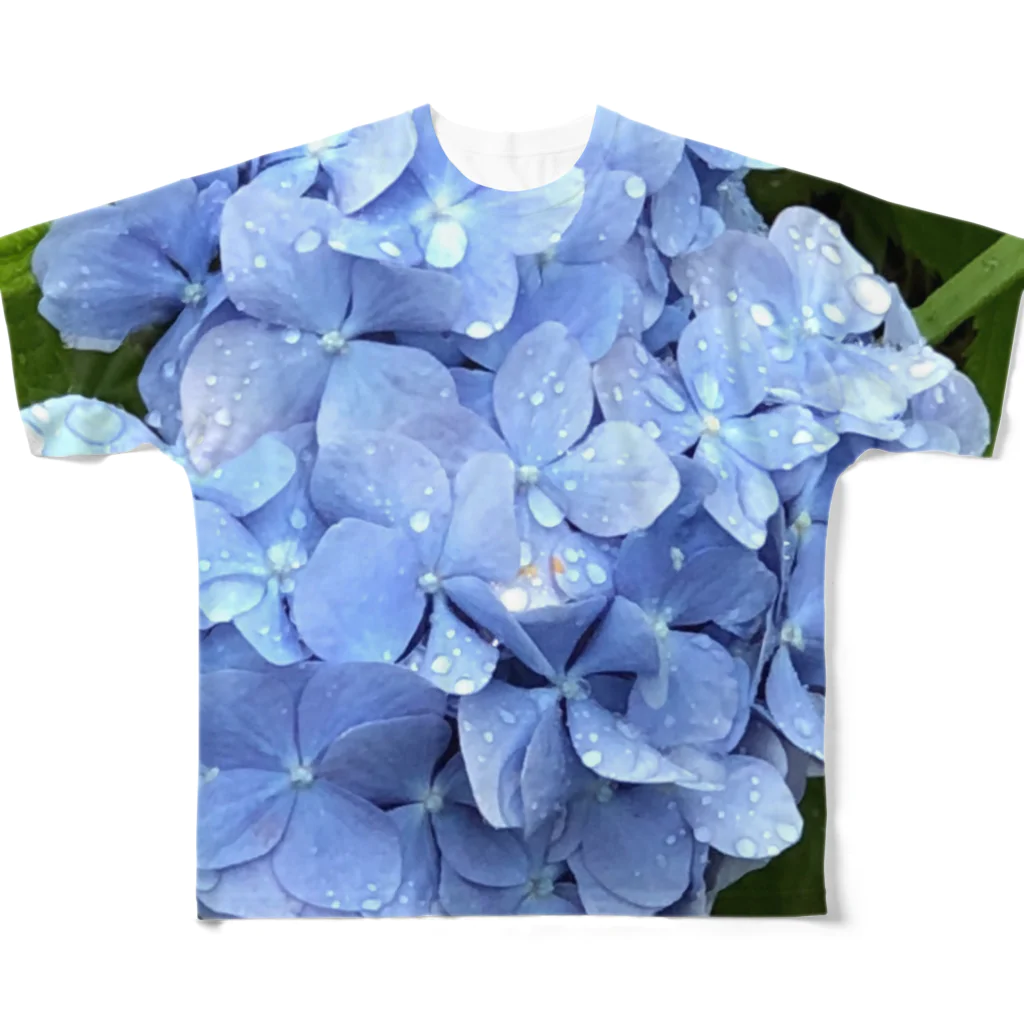 蒼い狐の紫陽花 All-Over Print T-Shirt