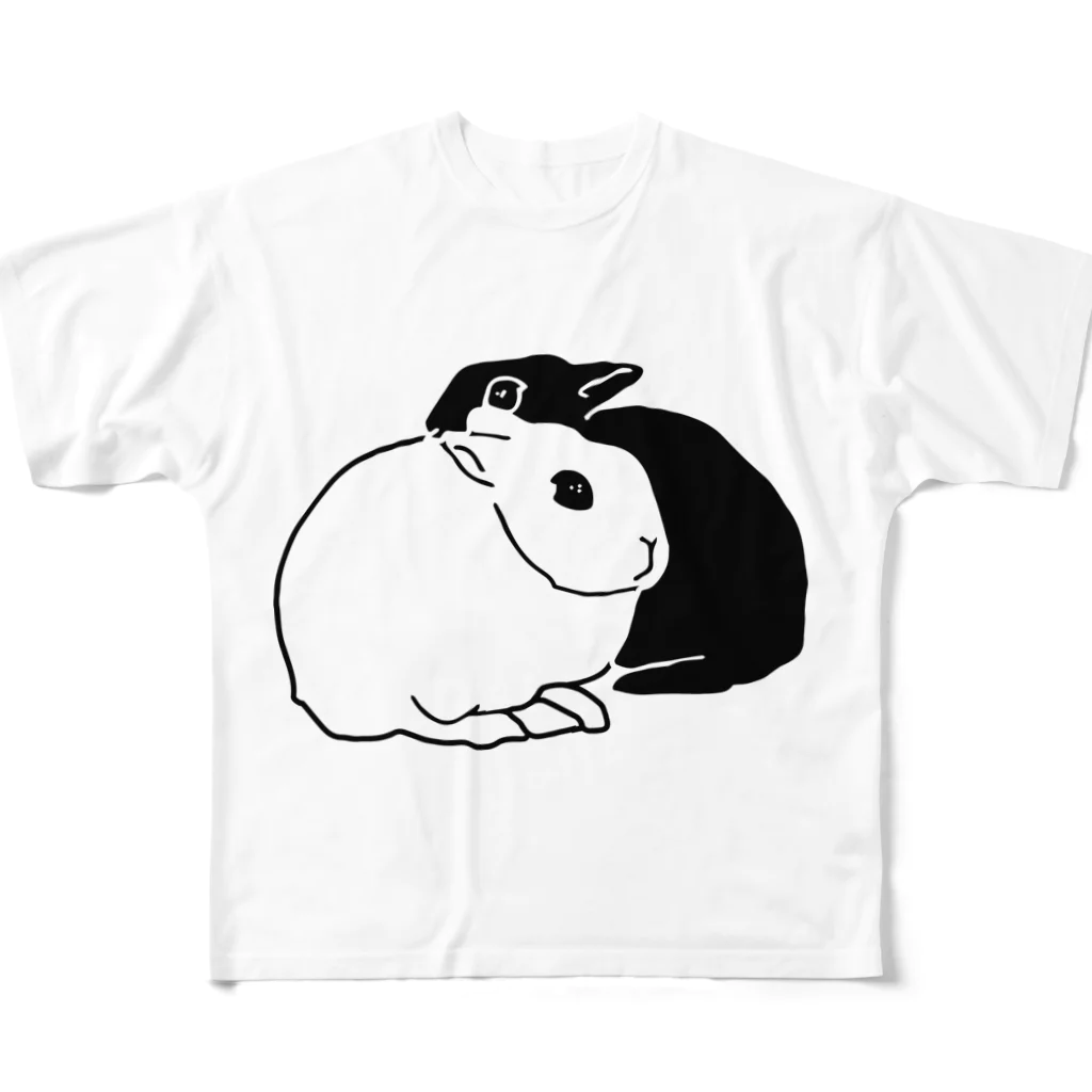 AngelRabbitsの毛繕いうさぎ All-Over Print T-Shirt