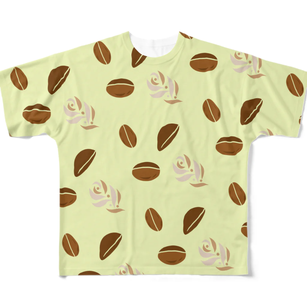 MZグラフィックスのコーヒービーンズ　クリーム色 All-Over Print T-Shirt