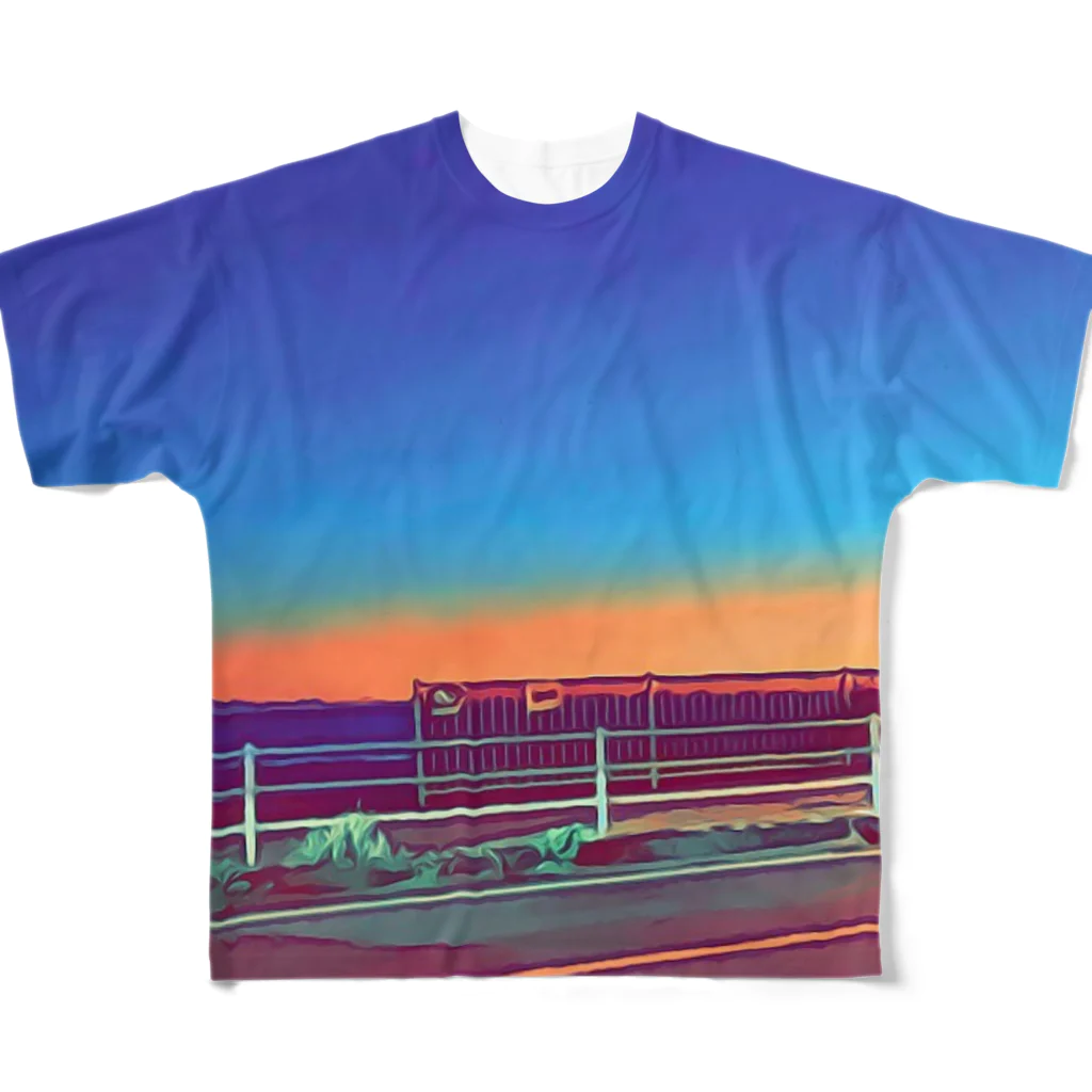 わらしゃんどの夕暮れ All-Over Print T-Shirt