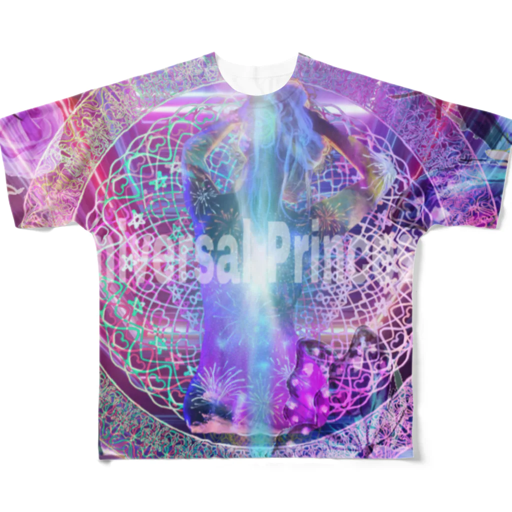 💖宇宙整体♪🌈♪こころからだチャンネル♪💖のuniversal Princess 曼荼羅 フルグラフィックTシャツ