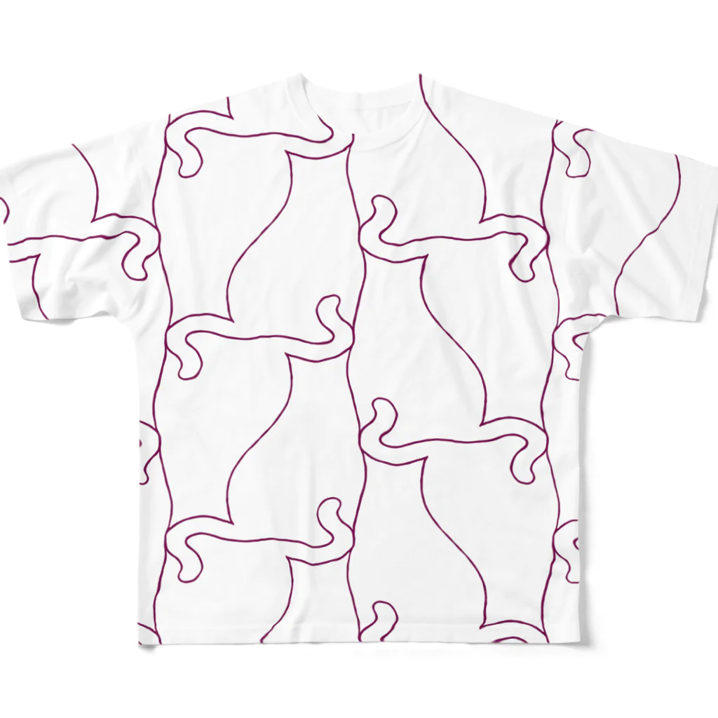 SAKURAMEDERUの猫フルグラフィックF All-Over Print T-Shirt