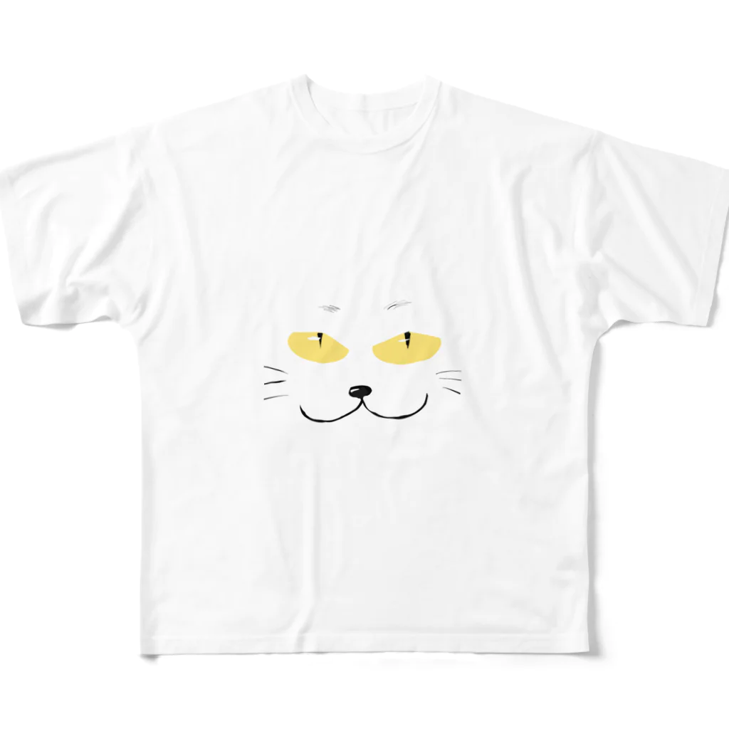 夢みるポンコツの猫の顔 フルグラフィックTシャツ