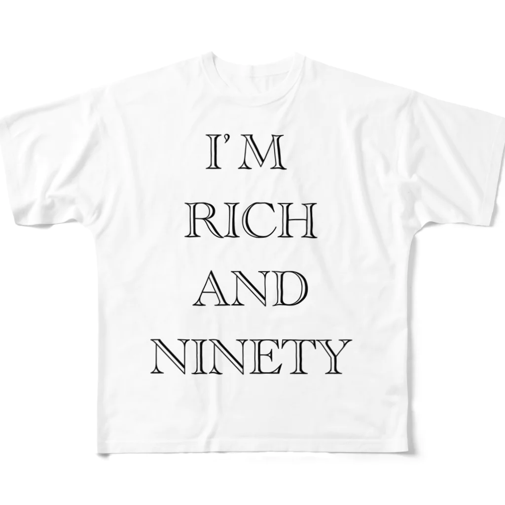 グドール励のI’M RICH AND NINETY All-Over Print T-Shirt