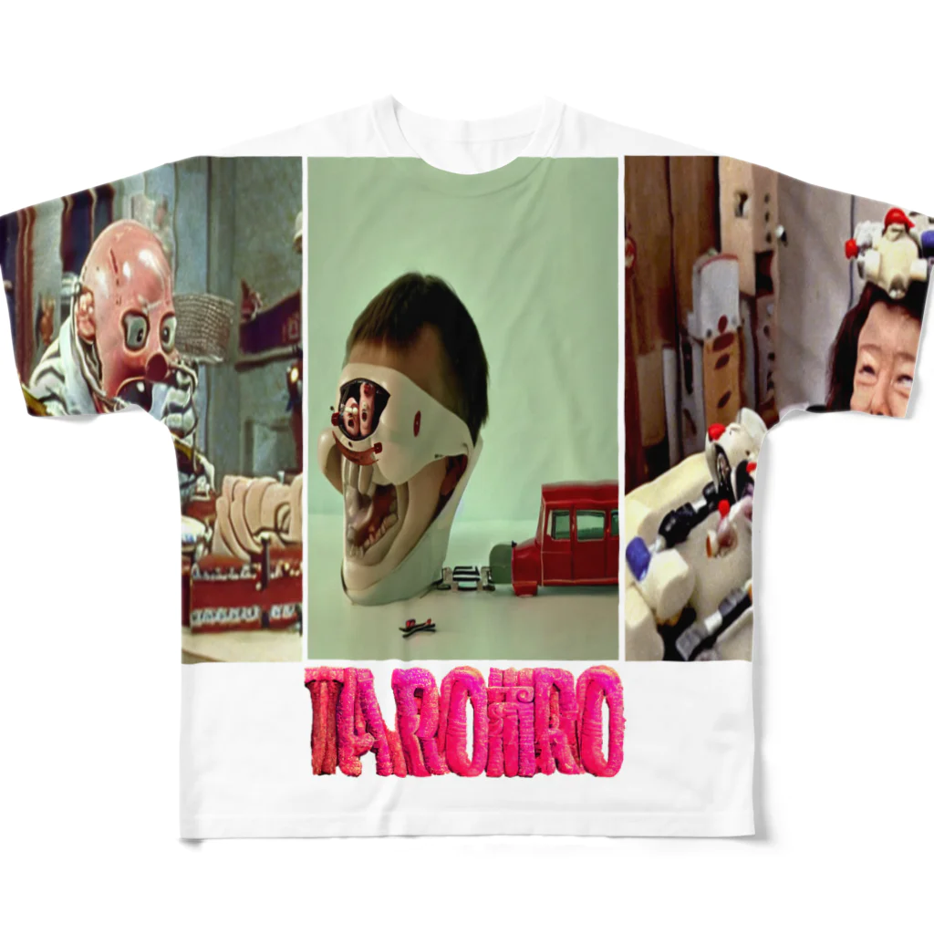 🍩tarojiro(たろじろ) shop🍩のピタゴラ装置で顎関節矯正 by AI All-Over Print T-Shirt