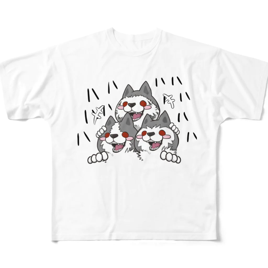 ケモ好きな子ノ原家のオオカミトリオ All-Over Print T-Shirt
