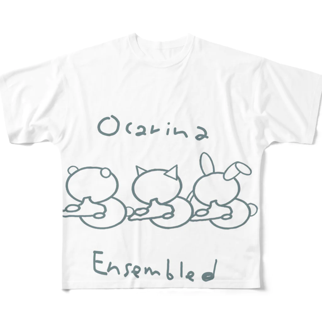 兎猫庵のオカリナアンサンブルG×W フルグラフィックTシャツ