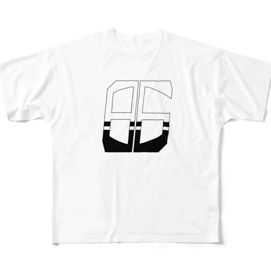 hamuevoの86白×クロ フルグラフィックTシャツ