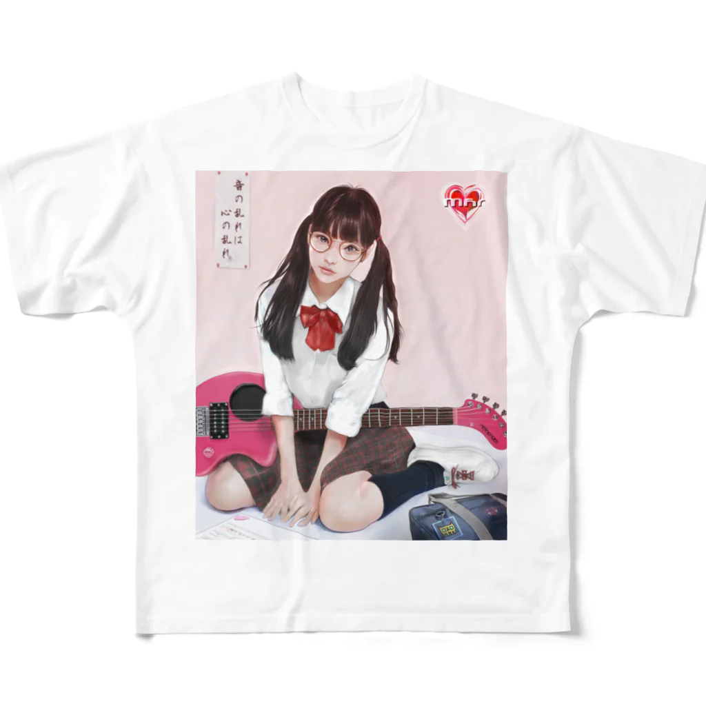 Mahiroshka まひろ朱夏 絵と音楽のギター少女 フルグラフィックTシャツ