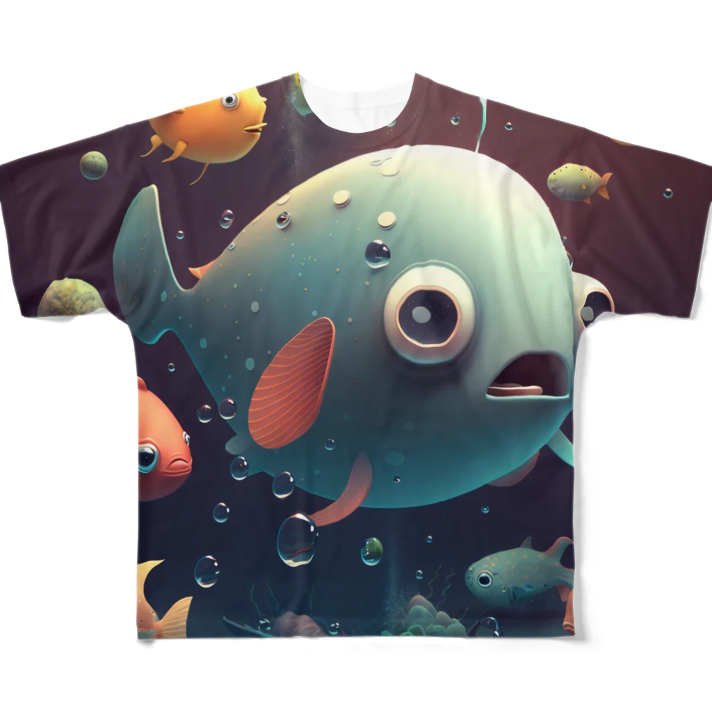 LalaDesign-shopのSpaceFish フルグラフィックTシャツ