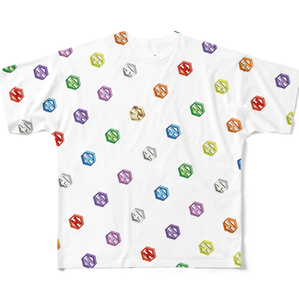 エイチラボグッツショップの前も後もバッチT All-Over Print T-Shirt