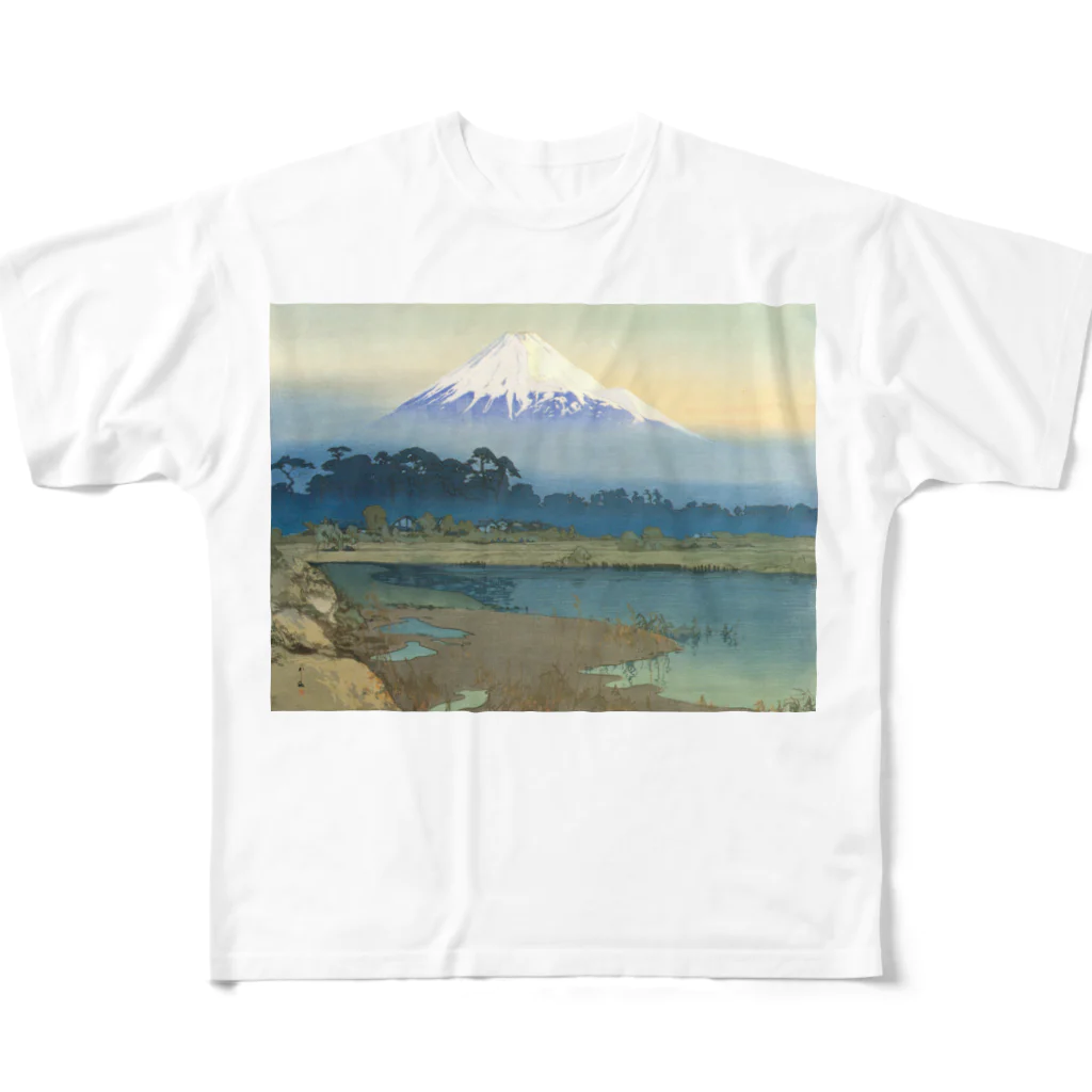 寿めでたや(ukiyoe)の日本画：Fuziyama 吉田博_冨士拾景 河口湖 フルグラフィックTシャツ