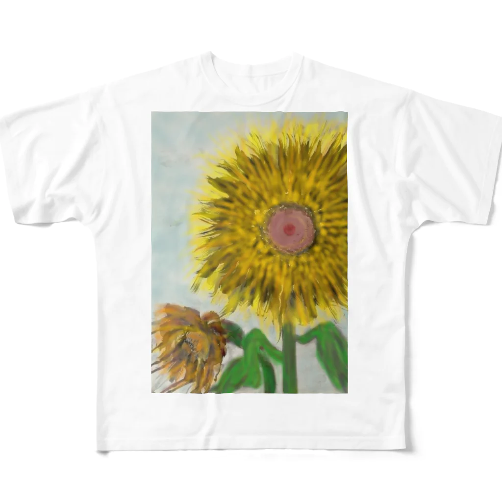 kita nobuwaの向日葵、夏空のもとで フルグラフィックTシャツ