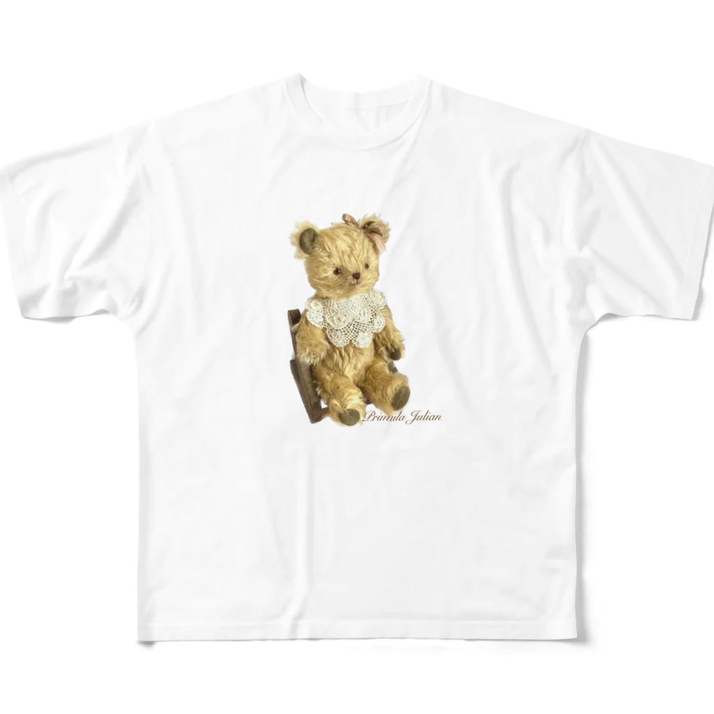 primula_julians_goodsshopのPrimula Julianのおすわりくまさん All-Over Print T-Shirt