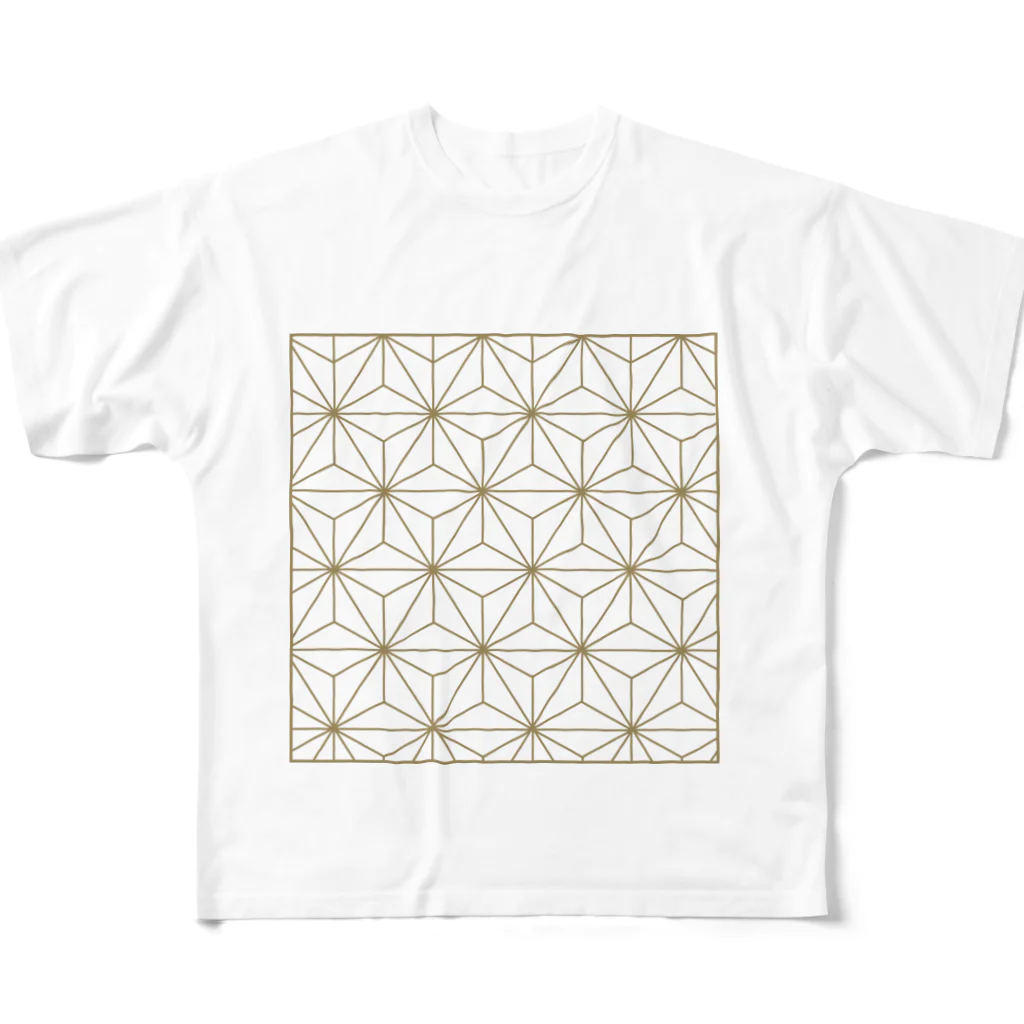 iro-toridoriの和モダンな麻の葉ゴールド All-Over Print T-Shirt