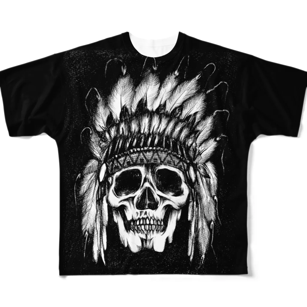 DieodeDesign2022のIndian Skull Face All-Over Print T-Shirt