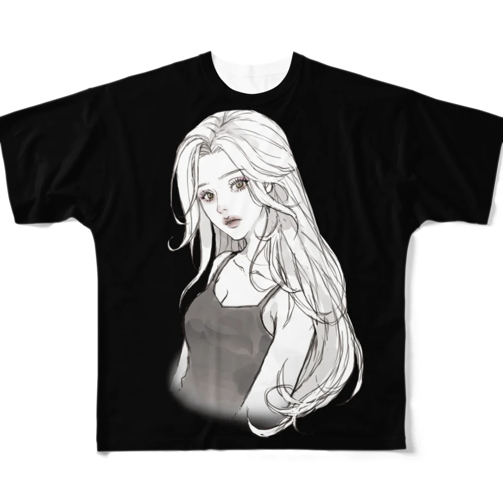 ノベルティオンラインショップの幸薄子Ｔシャツ (black_rough) フルグラフィックTシャツ