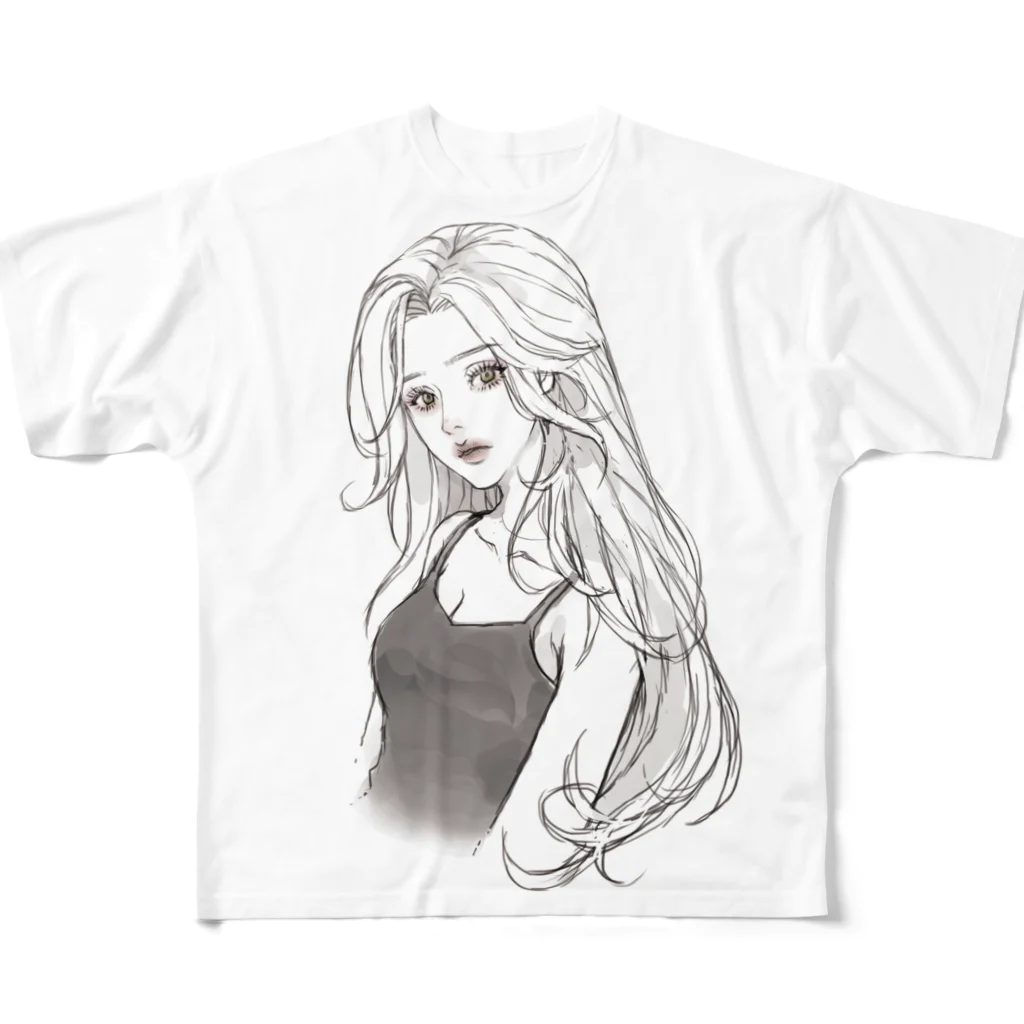 ノベルティオンラインショップの幸薄子Ｔシャツ (white_rough) フルグラフィックTシャツ