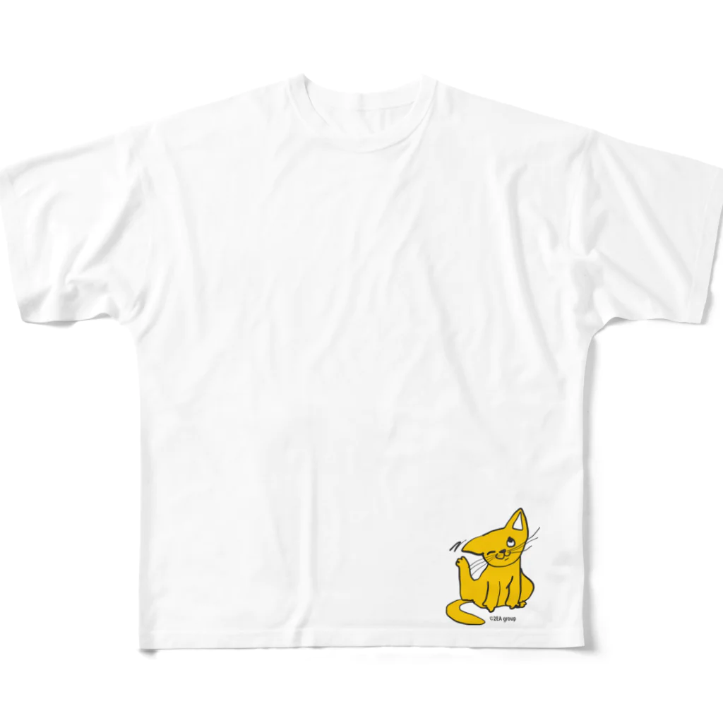 Official GOODS Shopのしあわせを呼ぶ，黄ニャーンコ フルグラフィックTシャツ