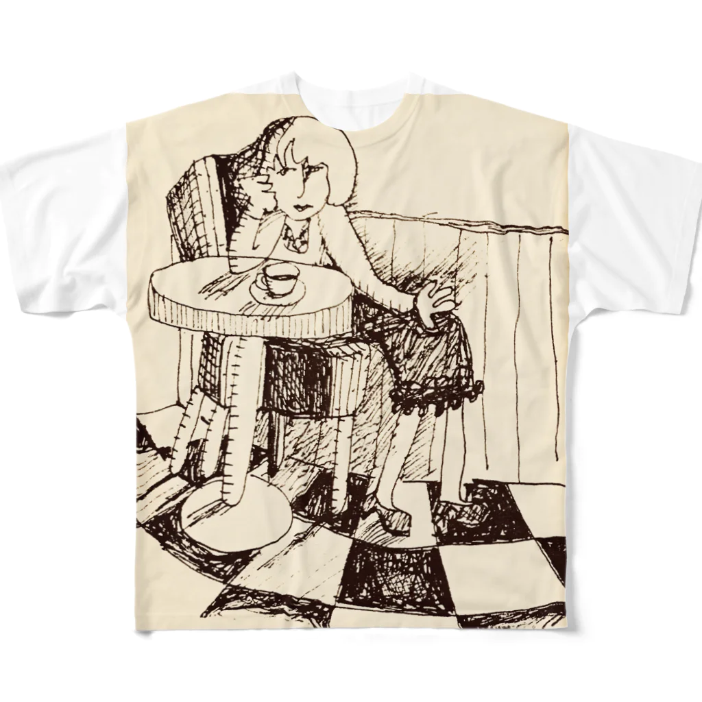 izumi_salonのカフェテリア zine フルグラフィックTシャツ