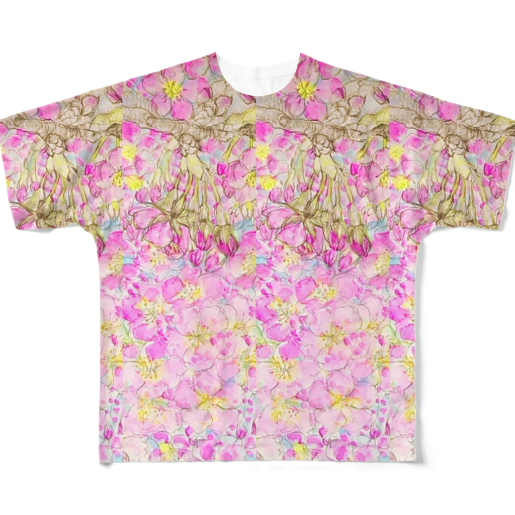 Onmusubiartshopのさくらさくらさく・ビタミンカラー・ロゴ入り All-Over Print T-Shirt