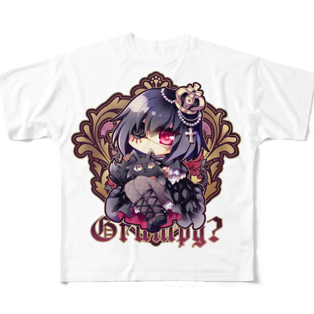 月蝕ざっか店＠SUZURIの不機嫌と王冠とお猫さま - Ctype フルグラフィックTシャツ