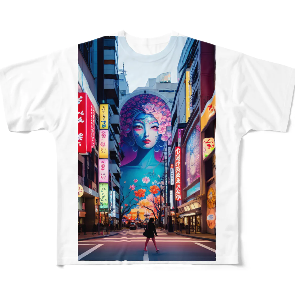 眺街【tiaojie】のvirtual ginza フルグラフィックTシャツ