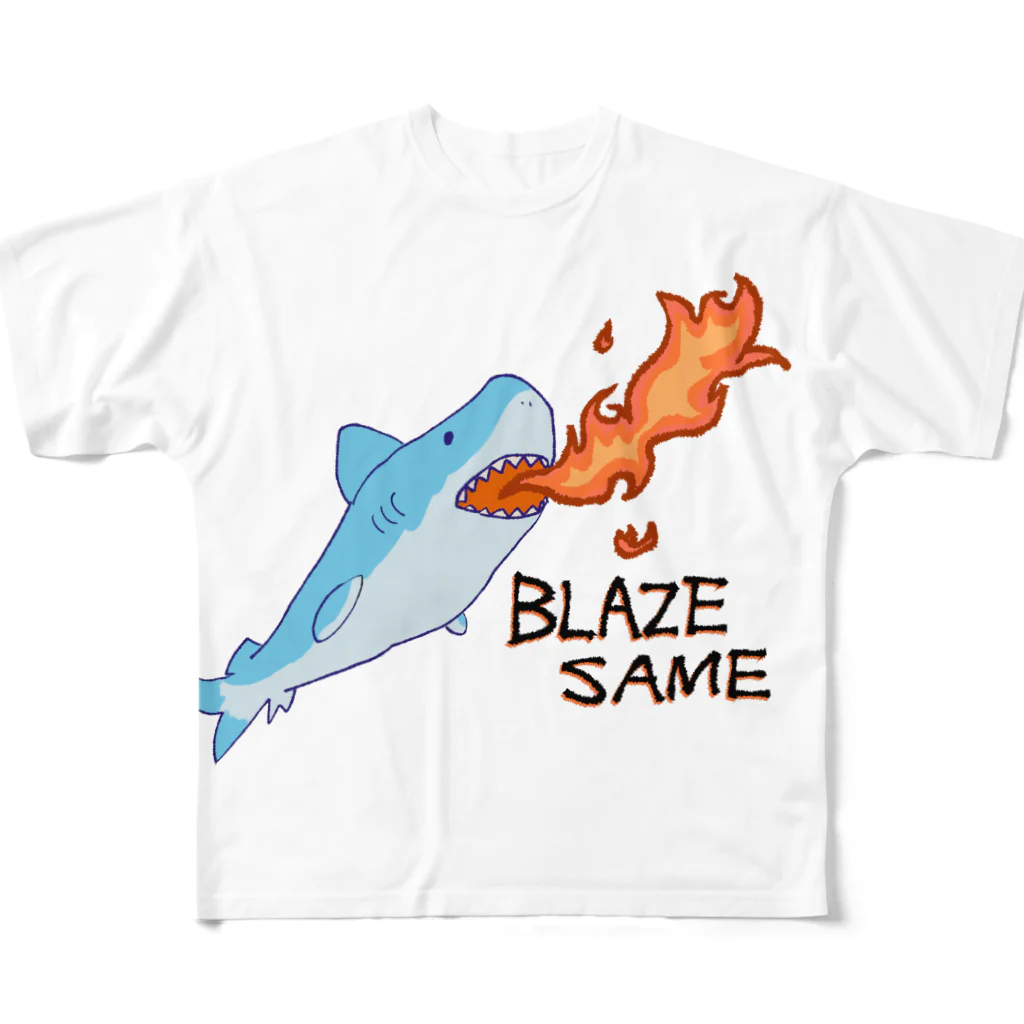 ぺとら／白瓜のBLAZE SAME All-Over Print T-Shirt