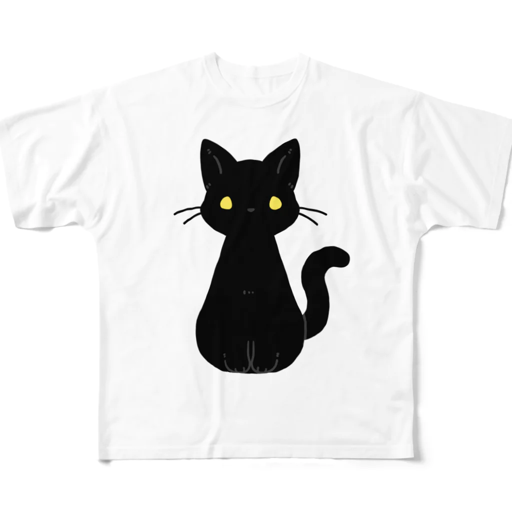 nekono0mimozaのシンプルな金眼の黒猫さん All-Over Print T-Shirt