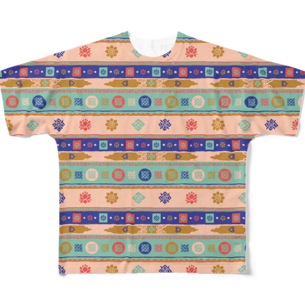 IZANAMI by Akane Yabushitaのチベットのお寺（ミント） All-Over Print T-Shirt