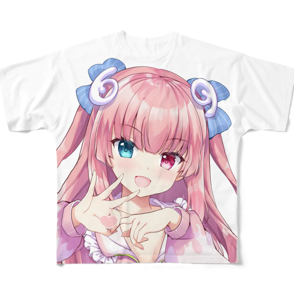 ❛あまね🧠ちゃんぽゆ❜のあまねちゃん顔面T フルグラフィックTシャツ