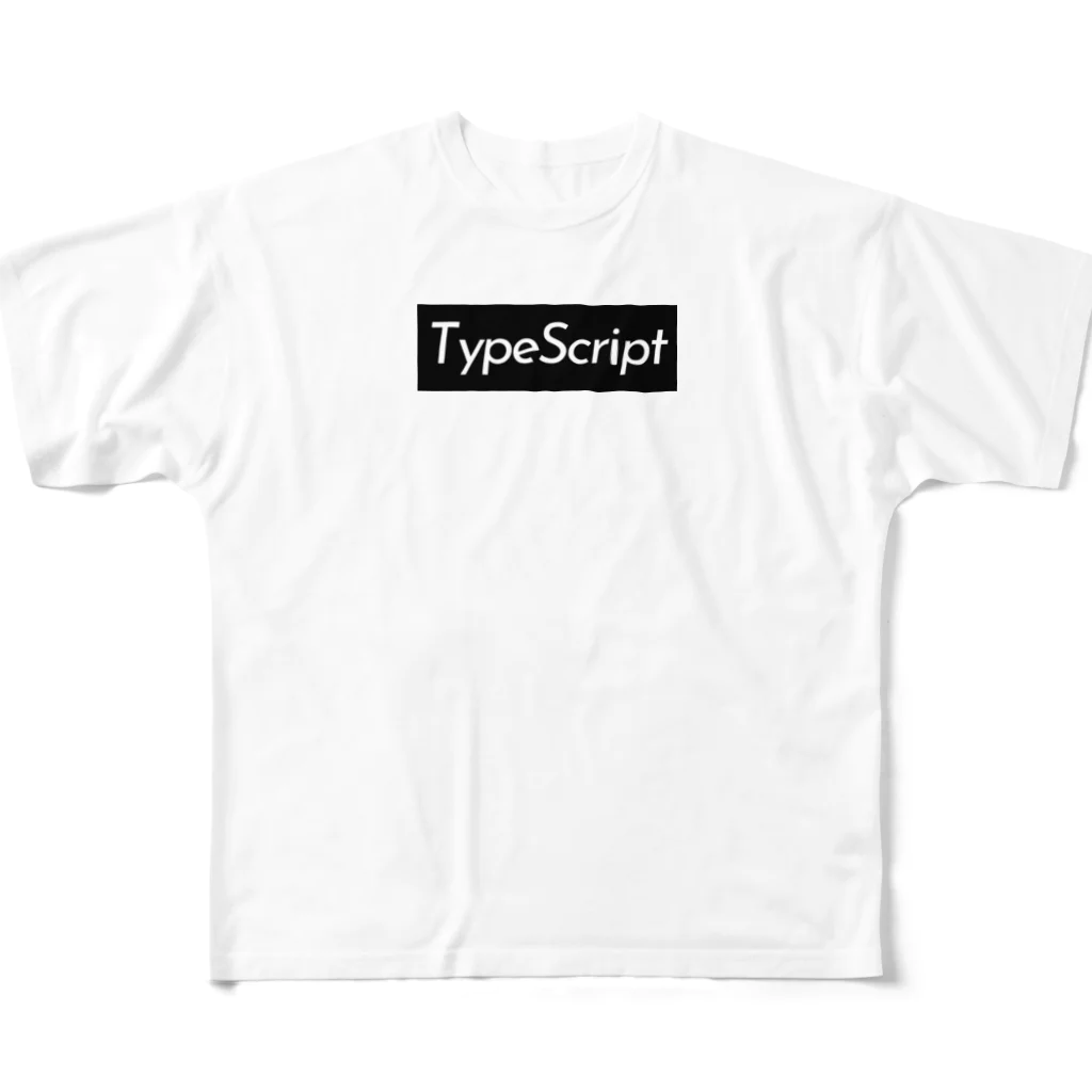 engineer-styleのTypeScript ボックスロゴ (黒) フルグラフィックTシャツ