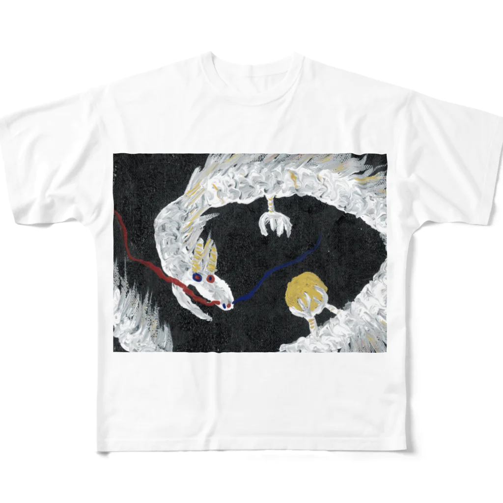 funny dragonのオッドアイドラゴン フルグラフィックTシャツ