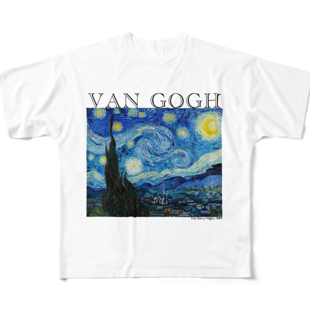 MUGEN ARTのゴッホ / 星月夜　The Starry Night 世界の名画 All-Over Print T-Shirt