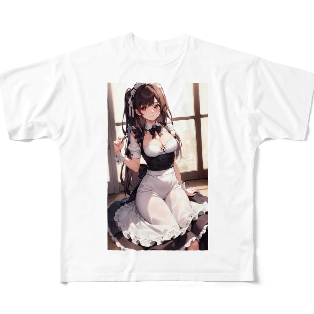 天乃鯱のメイドのお姉さんの二次元イラスト フルグラフィックTシャツ