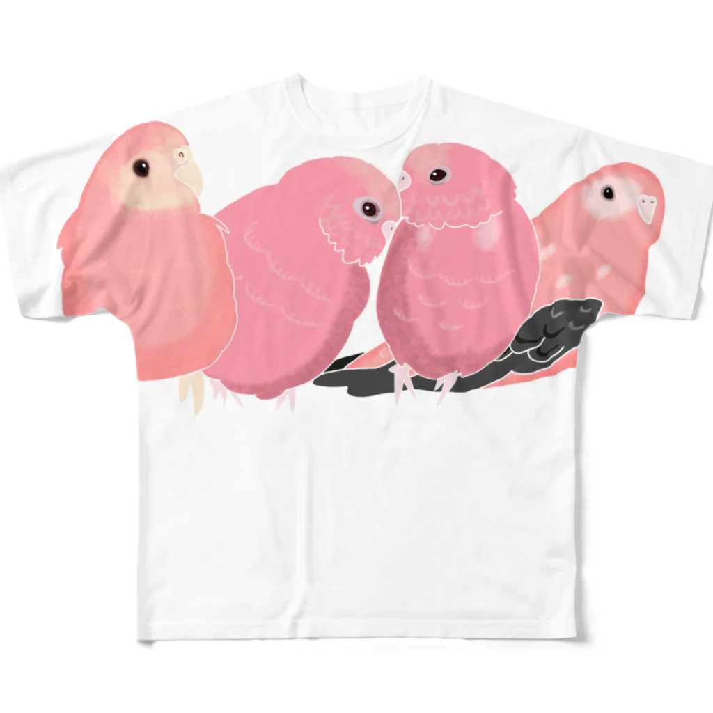 masumi maedaの寄り添う　アキクサインコ All-Over Print T-Shirt