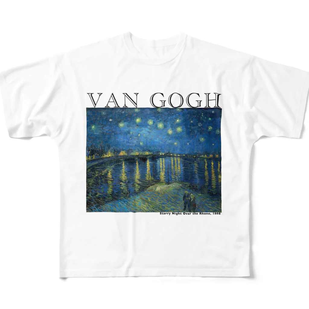 MUGEN ARTのゴッホ　ローヌ川の星月夜　Van Gogh / Starry Night Over the Rhône  フルグラフィックTシャツ