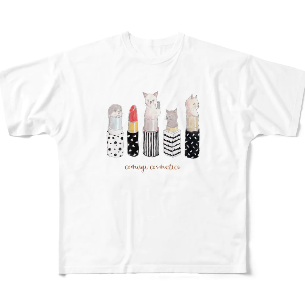 トコロコムギのときめき☆リップスティックにゃんこ All-Over Print T-Shirt