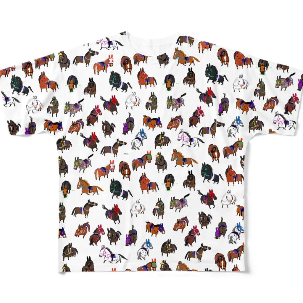 POPPY＿moooo  チャリティーショップの2022 春　競走馬柄 All-Over Print T-Shirt