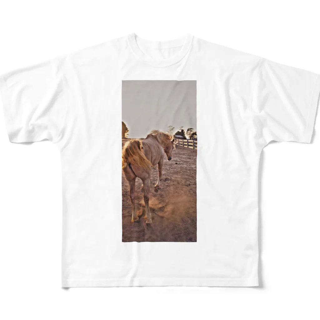 jpsat313の放牧中馬 フルグラフィックTシャツ