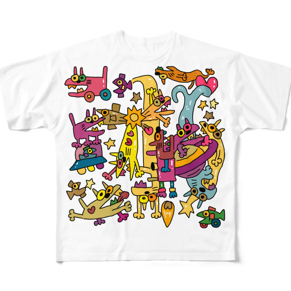 ぴょろりんちょ🐤のキテレツねこ宇宙 All-Over Print T-Shirt