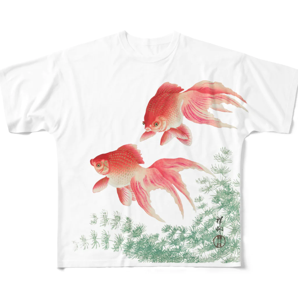 MUGEN ARTの二匹の金魚　小原古邨作品編集　日本のアートTシャツ＆グッズ フルグラフィックTシャツ