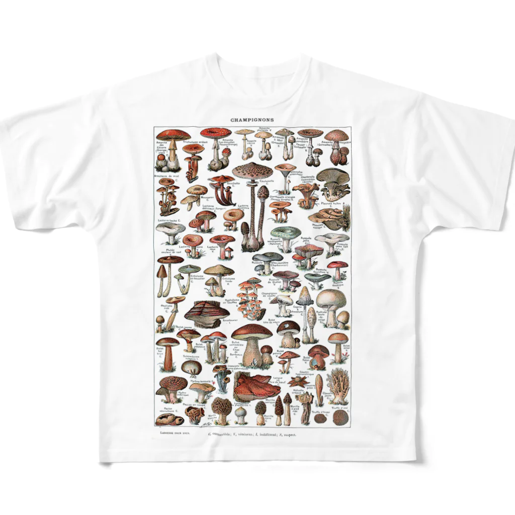 MUGEN ARTのきのこ図鑑　ヴィンテージボタニカルアート All-Over Print T-Shirt