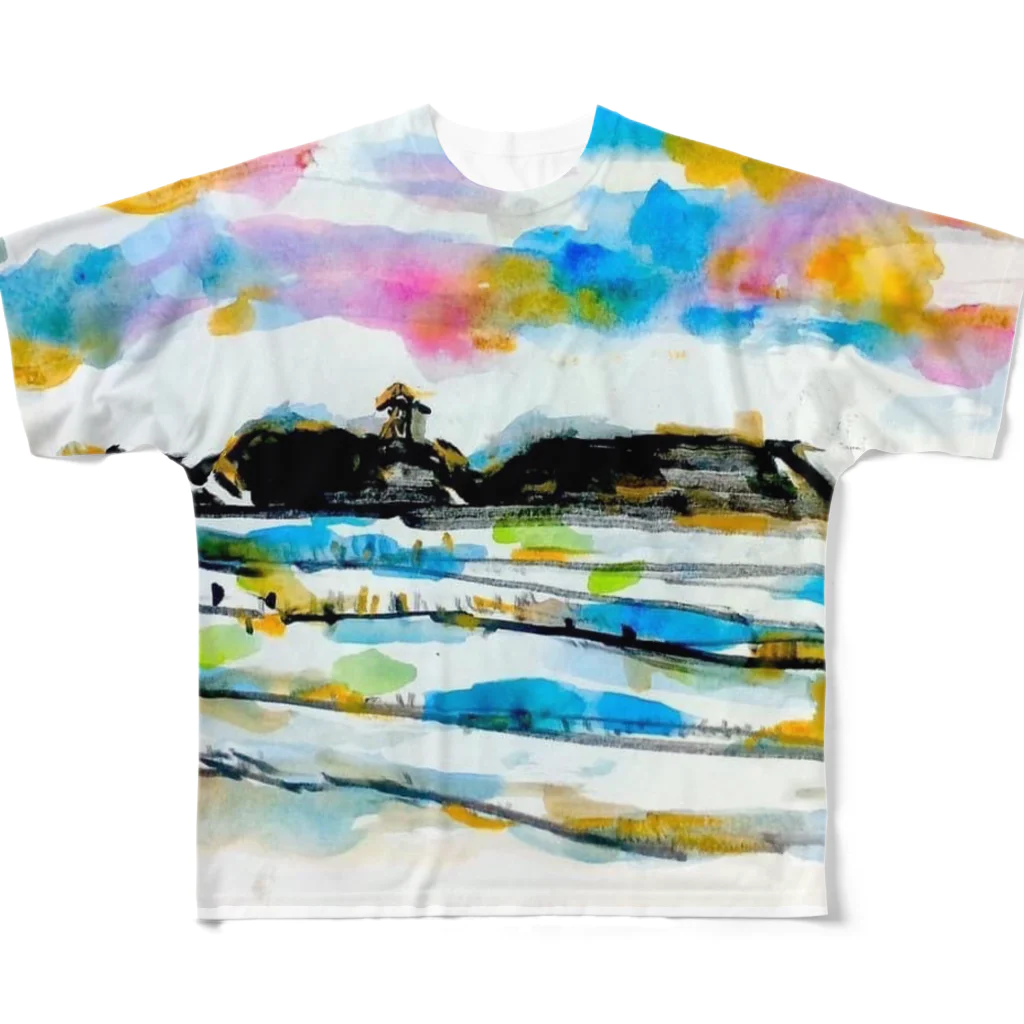 FUJISAN.のしましまうみうみシリーズ。 All-Over Print T-Shirt