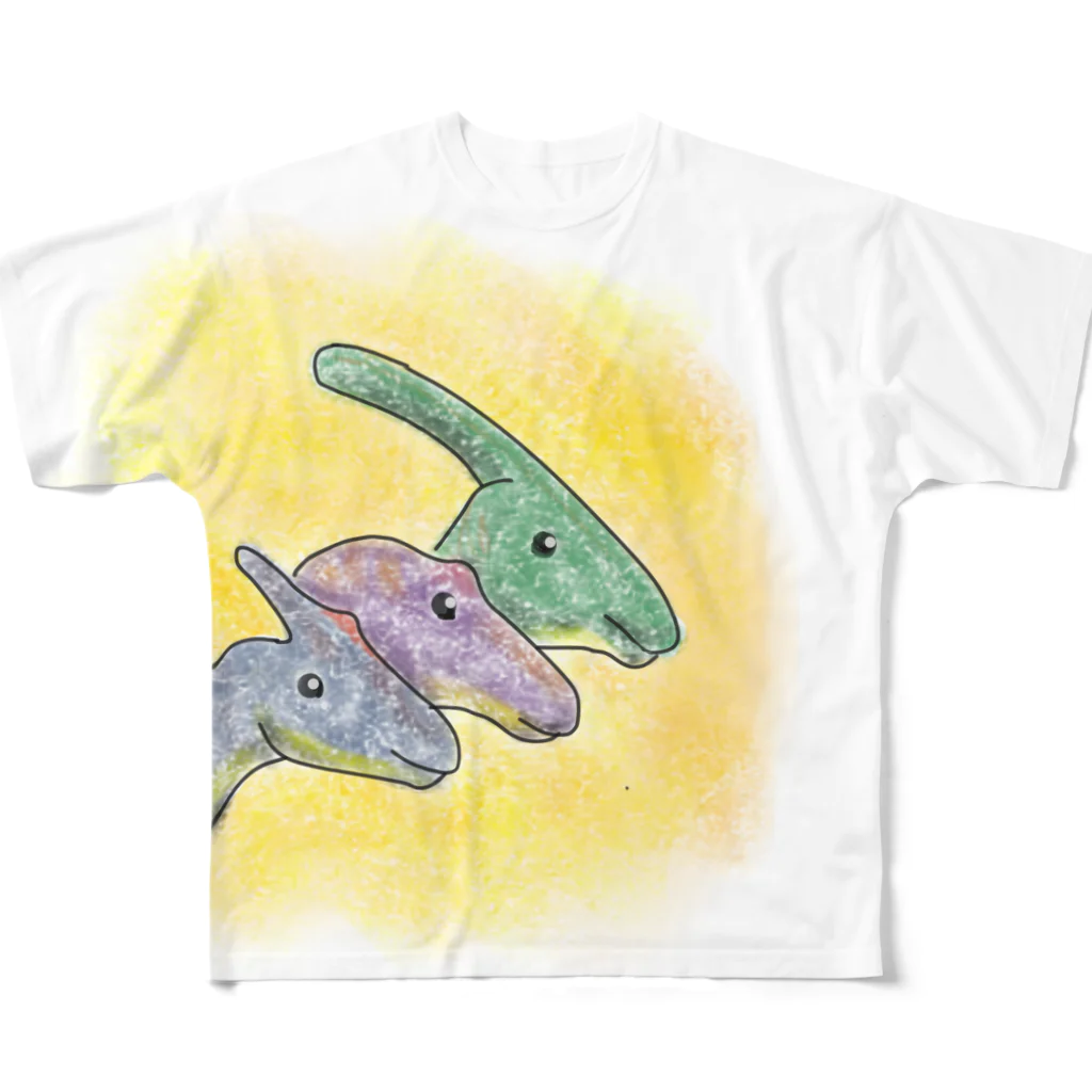 ひつじときのこのサウロロフスプロサウロロフスパラサウロロフス All-Over Print T-Shirt