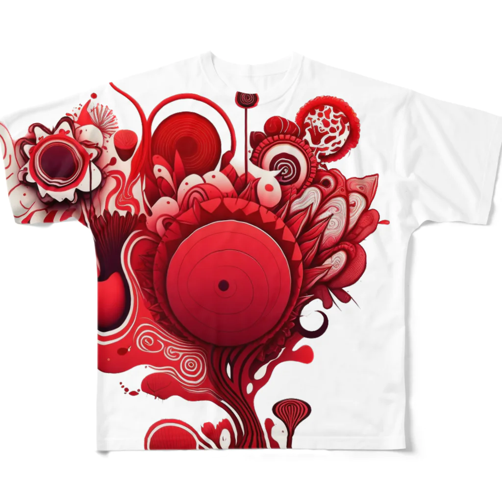 AliceDesignLab.のRed Design  フルグラフィックTシャツ