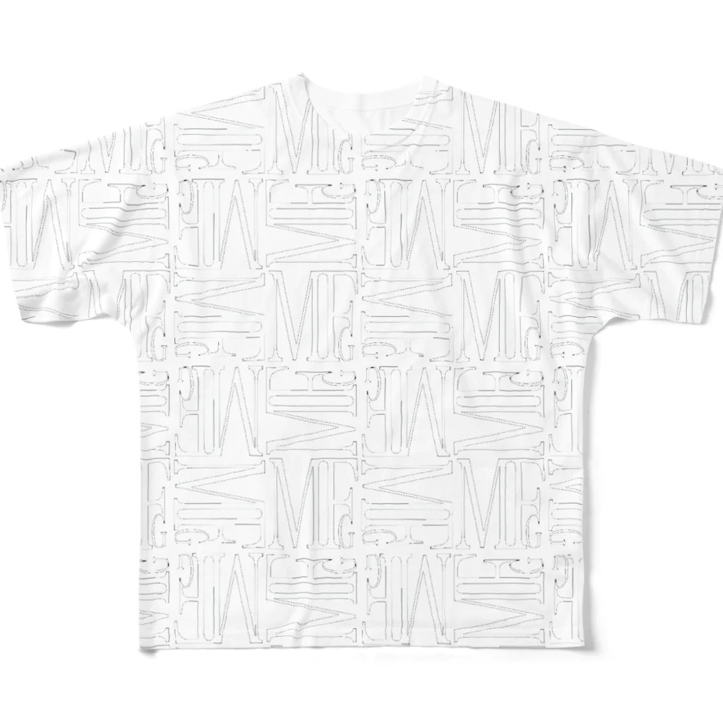 【F.family】MFGのMFG(Ⅷロゴモノグラム)白枠 All-Over Print T-Shirt