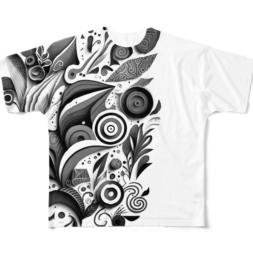 AliceDesignLab.のBlack&White フルグラフィックTシャツ