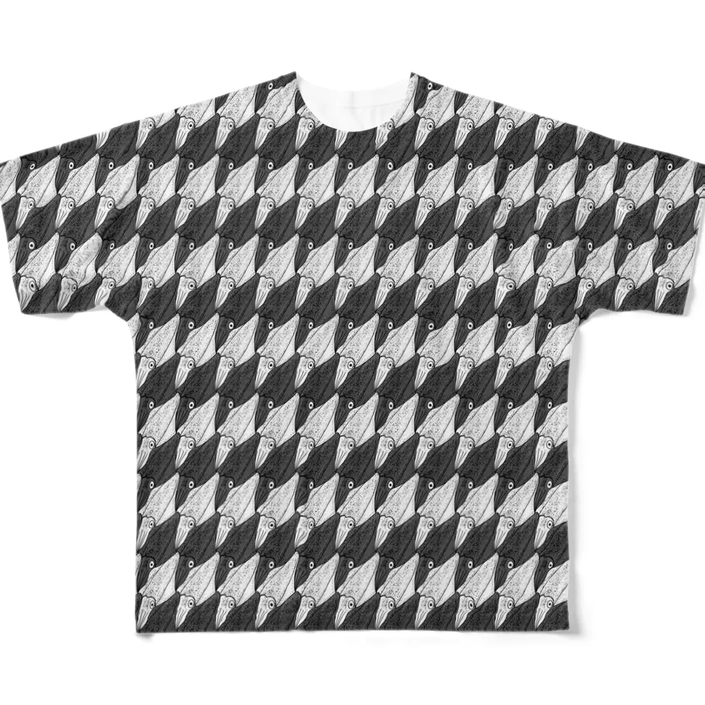 てうてぃすてぇてぇのイカうめつくしパターン・モノ All-Over Print T-Shirt